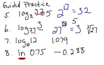 Evaluate Logarithms 7.4b Algebra 2