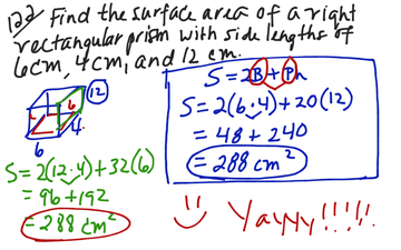 Section 12.2 Surface Area Right Rectangular Prism