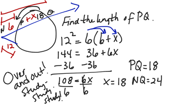 Chapter 10.6 Example Problem Length Of Tangent & Secant