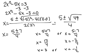 Solving A Quadratic Equation By Using The Quadratic Formula