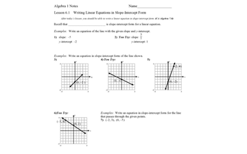 slope intercept form lesson
Graphing Lines Using Slope Intercept - Lessons - Tes Teach slope intercept form lesson
Graphing Lines Using Slope Intercept - Lessons - Tes Teach